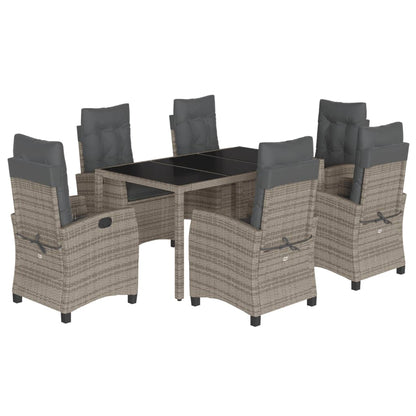 7-Delige Tuinset Met Kussens Poly Rattan Grijs