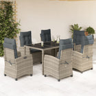 7-Piece Garden Set with Cushions Poly Rattan Grey