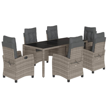 7-Delige Tuinset Met Kussens Poly Rattan Grijs