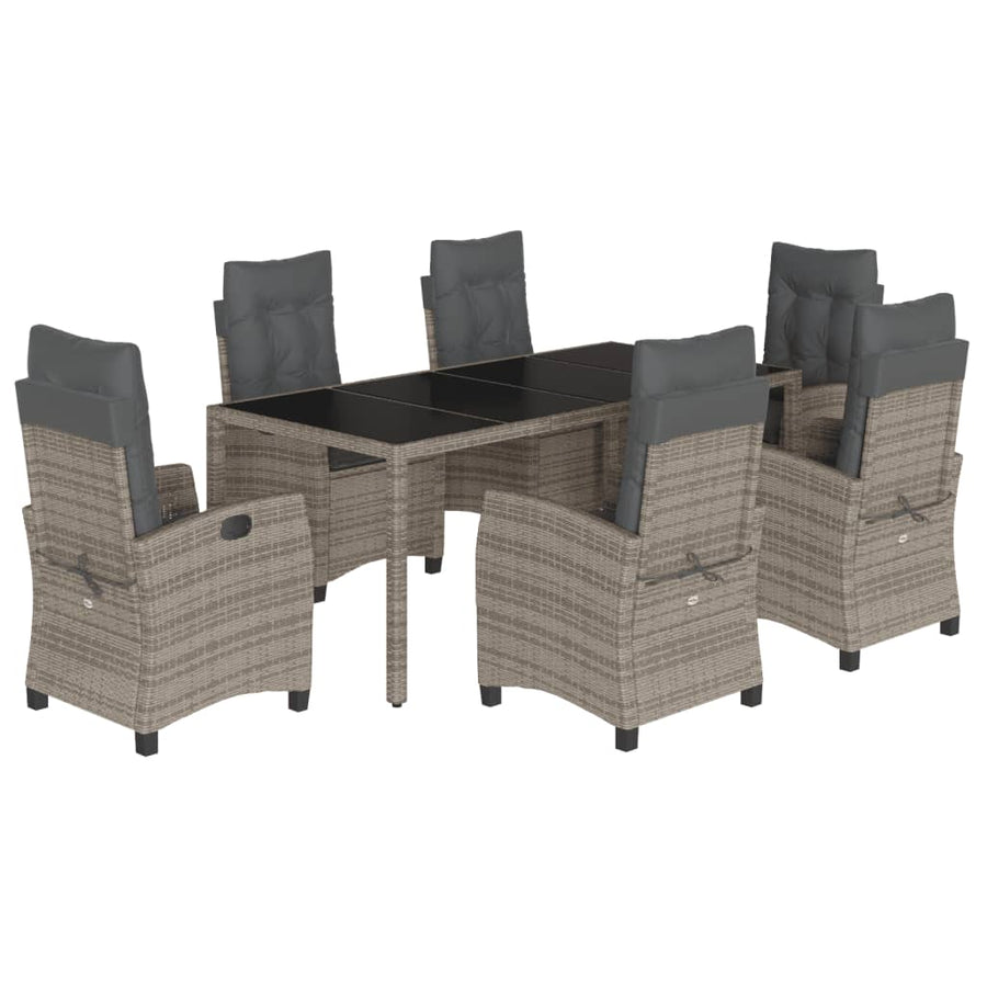 7-Delige Tuinset Met Kussens Poly Rattan Grijs