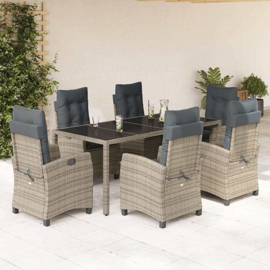 7-Delige Tuinset Met Kussens Poly Rattan Grijs