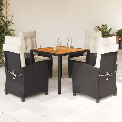 5-Delige Tuinset Met Kussens Poly Rattan Zwart