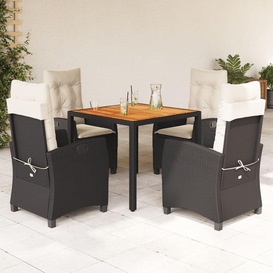5-Delige Tuinset Met Kussens Poly Rattan Zwart