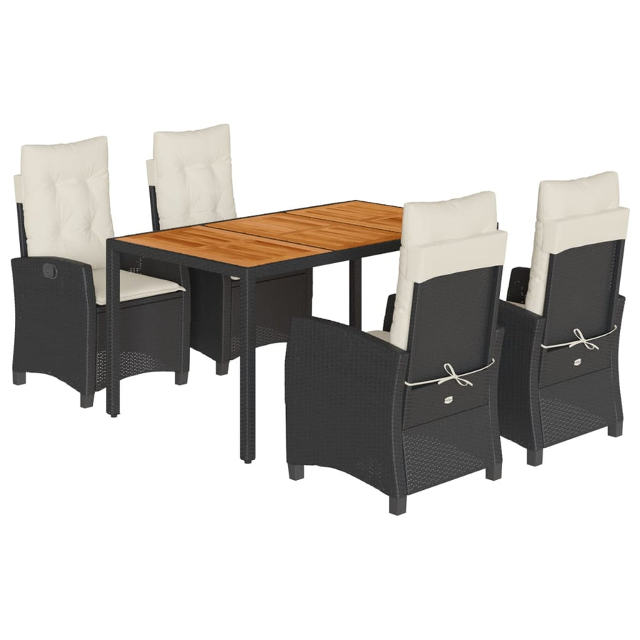 5-Delige Tuinset Met Kussens Poly Rattan Zwart