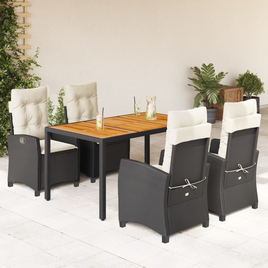5-Delige Tuinset Met Kussens Poly Rattan Zwart