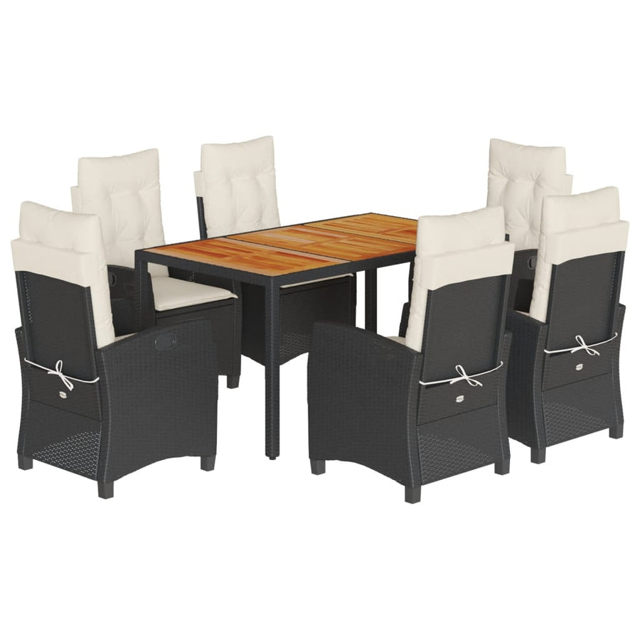 7-Delige Tuinset Met Kussens Poly Rattan Zwart