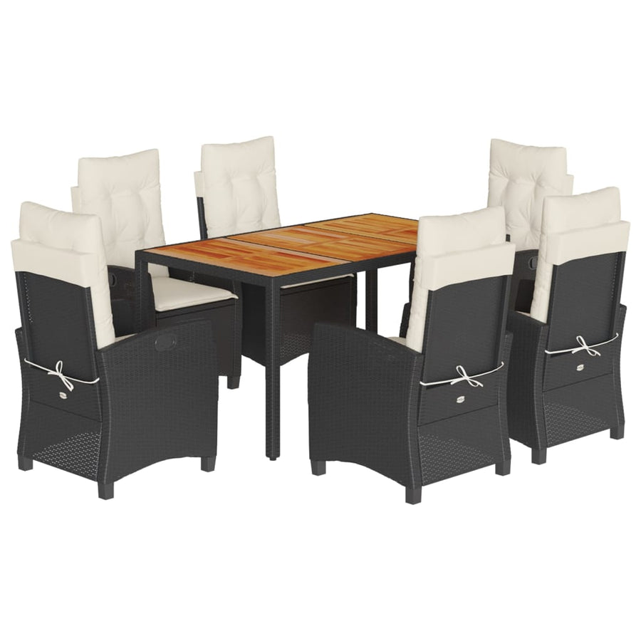 7-Delige Tuinset Met Kussens Poly Rattan Zwart