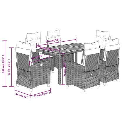 7-Delige Tuinset Met Kussens Poly Rattan Zwart