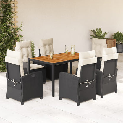 7-Delige Tuinset Met Kussens Poly Rattan Zwart