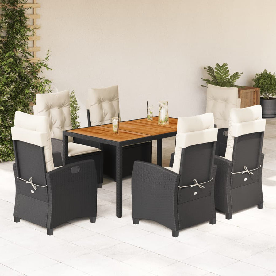 7-Delige Tuinset Met Kussens Poly Rattan Zwart