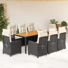 9-Delige Tuinset Poly Rattan Zwart 8 190 cm tafellengte