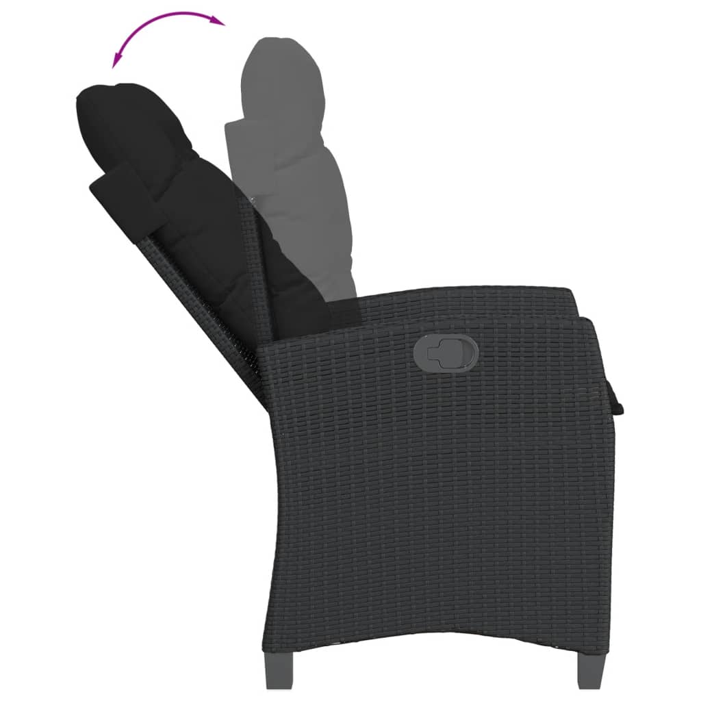 3-Delige Tuinset Met Kussens Poly Rattan Zwart
