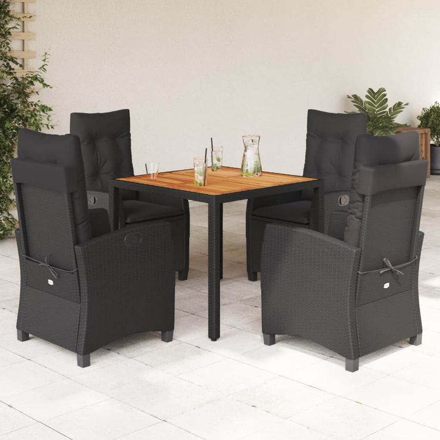 5-Delige Tuinset Met Kussens Poly Rattan Zwart