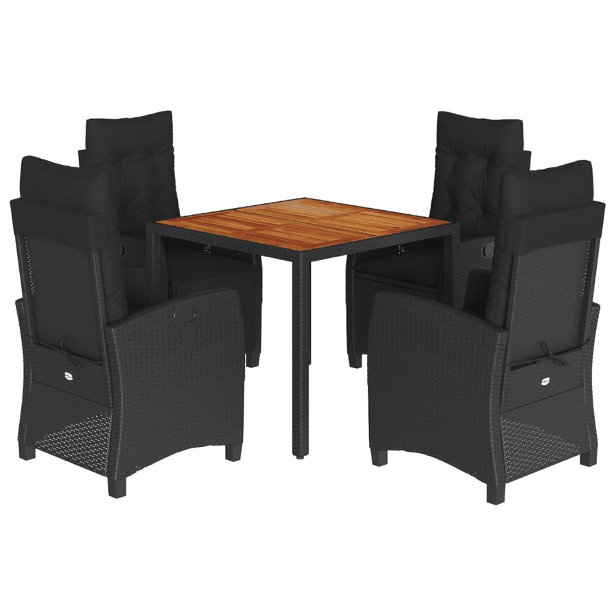 5-Delige Tuinset Met Kussens Poly Rattan Zwart