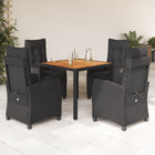 5-piece Garden Set with Cushions, Poly Rattan, Black