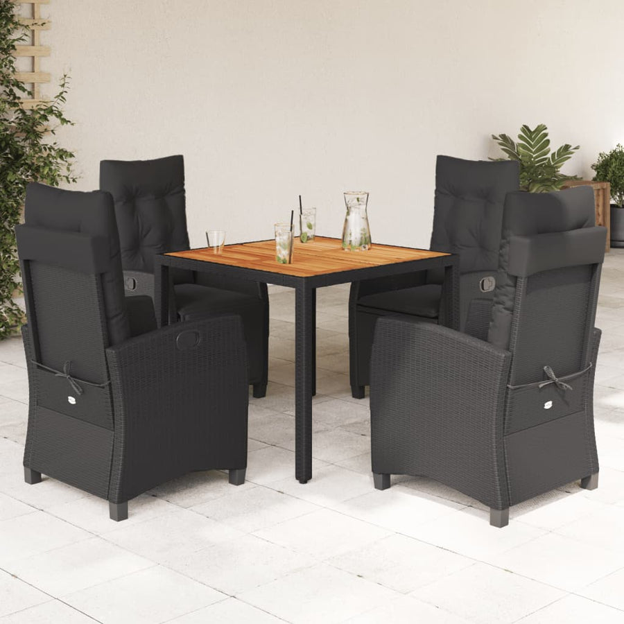 5-Delige Tuinset Met Kussens Poly Rattan Zwart