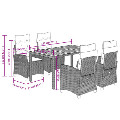 5-Delige Tuinset Met Kussens Poly Rattan Zwart