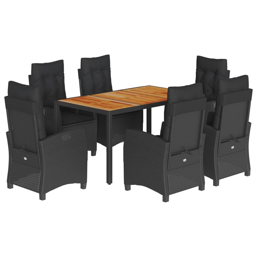 7-Delige Tuinset Met Kussens Poly Rattan Zwart