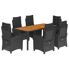 7-Delige Tuinset Met Kussens Poly Rattan Zwart 6 190 cm tafellengte