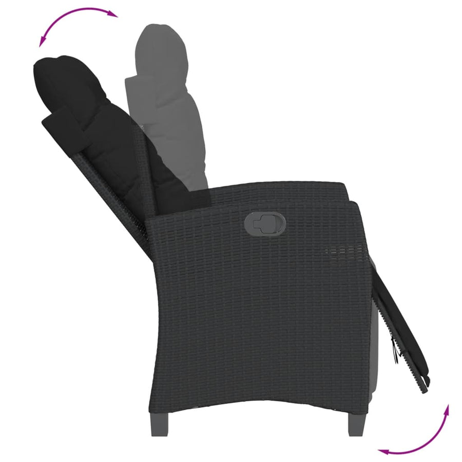 9-Delige Tuinset Poly Rattan Zwart 8 190 cm tafellengte