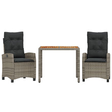 3-Delige Tuinset Met Kussens Poly Rattan Grijs
