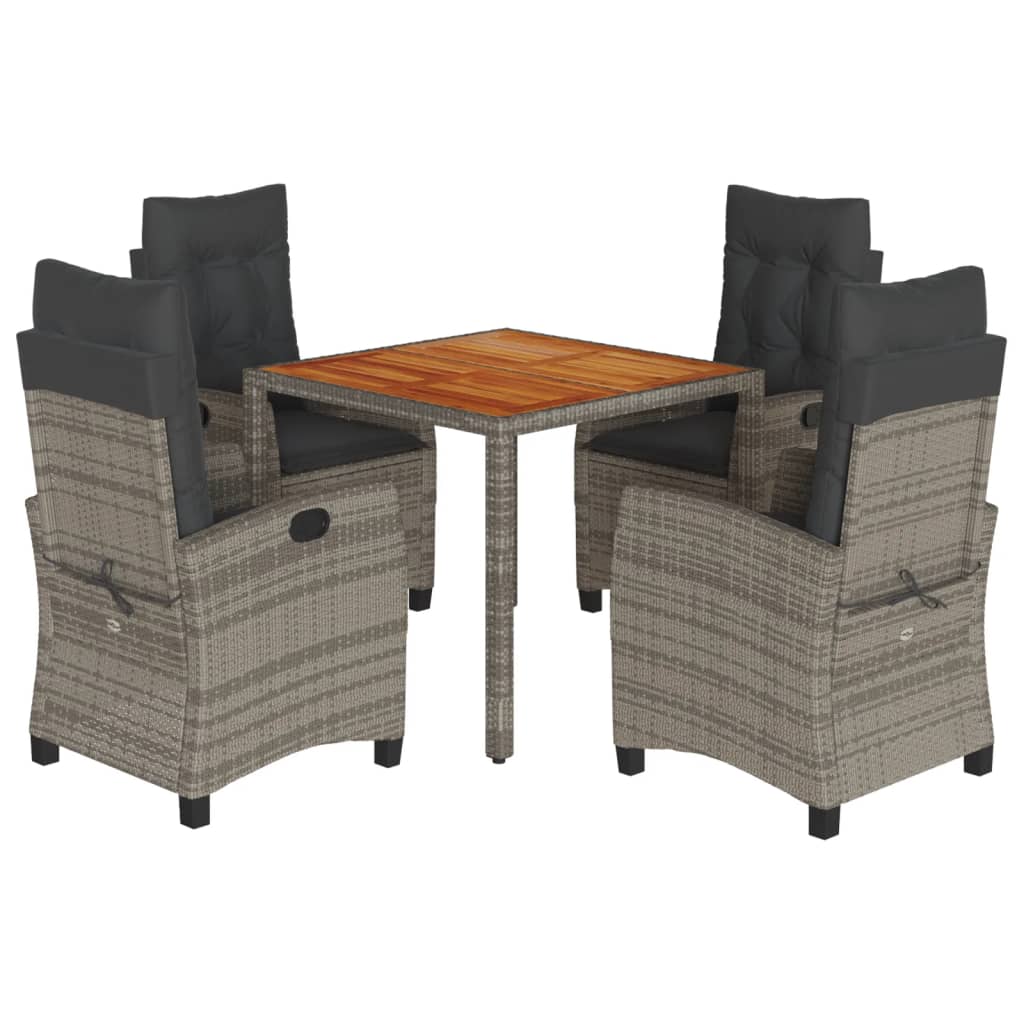 5-Delige Tuinset Met Kussens Poly Rattan Grijs 4