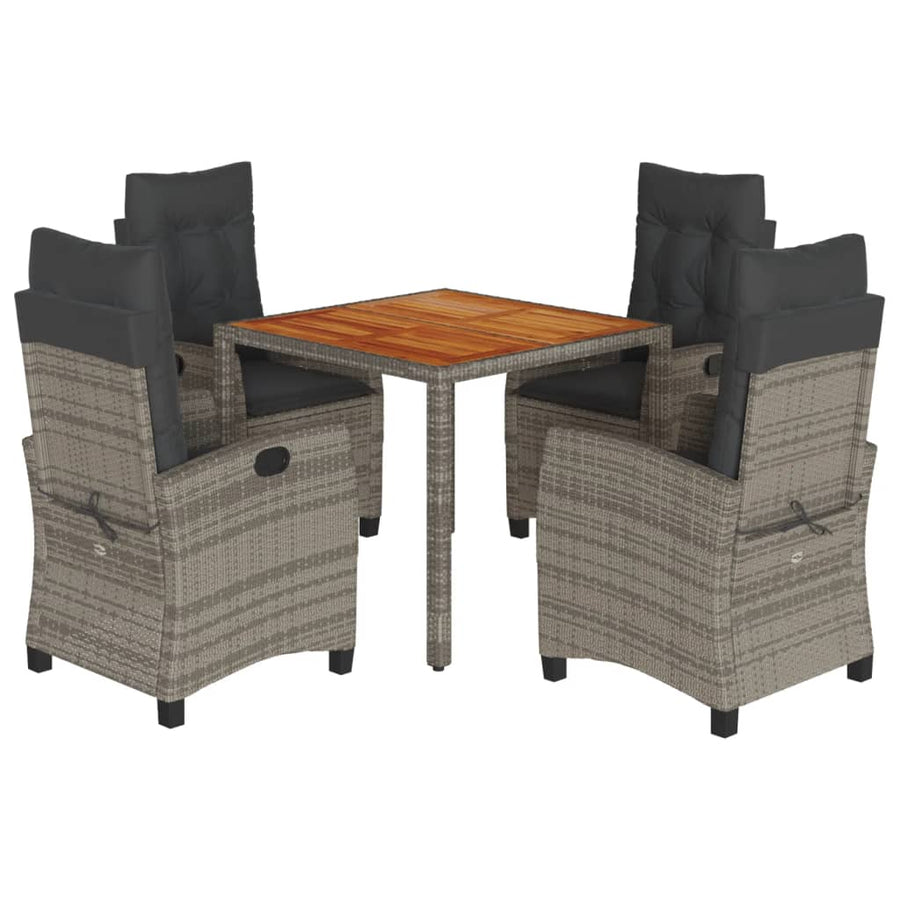 5-Delige Tuinset Met Kussens Poly Rattan Grijs 4