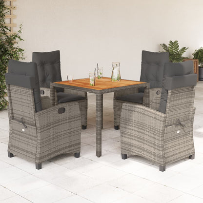 5-Delige Tuinset Met Kussens Poly Rattan Grijs 4