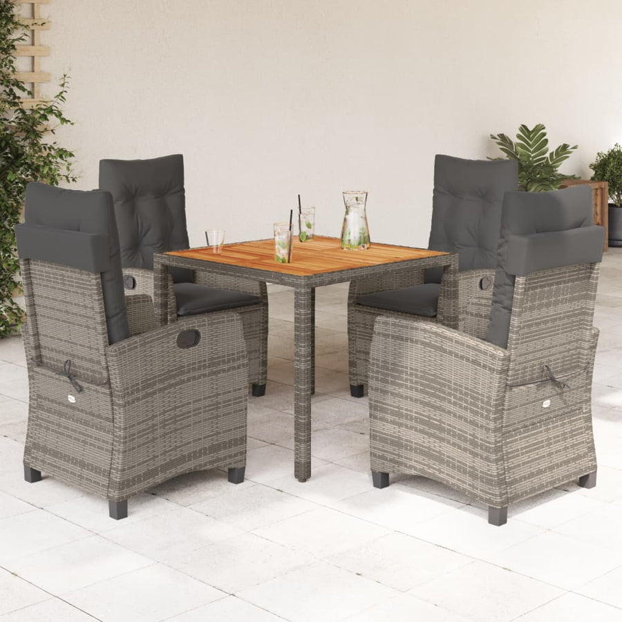 5-Delige Tuinset Met Kussens Poly Rattan Grijs 4