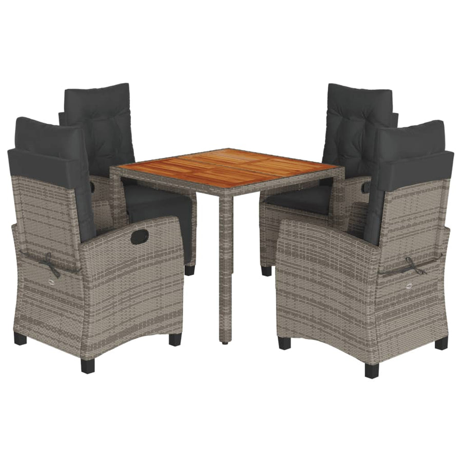 5-Delige Tuinset Met Kussens Poly Rattan Grijs 4