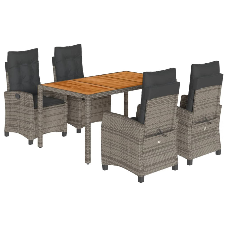 5-Delige Tuinset Met Kussens Poly Rattan Grijs