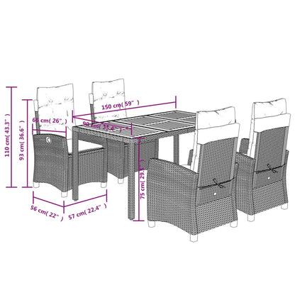 5-Delige Tuinset Met Kussens Poly Rattan Grijs