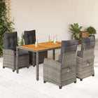 5-piece Patio Set with Cushions Poly Rattan Grey