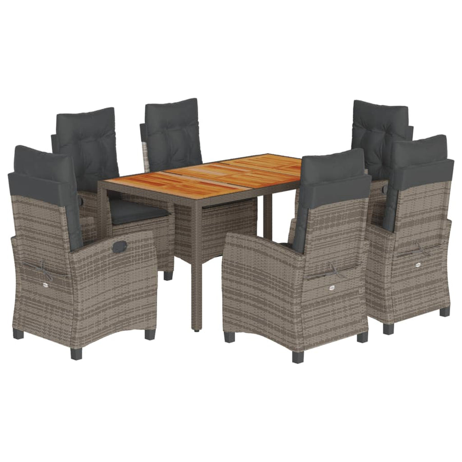 7-Delige Tuinset Met Kussens Poly Rattan Grijs