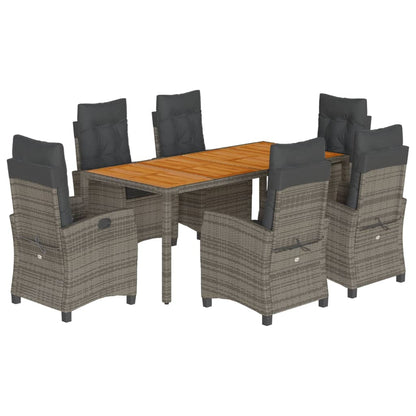 7-Delige Tuinset Met Kussens Poly Rattan Grijs