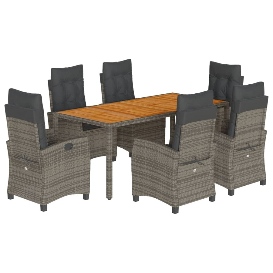 7-Delige Tuinset Met Kussens Poly Rattan Grijs