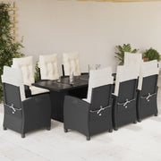 Tuinset 9-delig poly rattan zwart