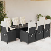 Tuinset 9-delig poly rattan zwart