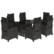 Tuinset met kussens poly rattan 7 Zwart Zonder voetensteun