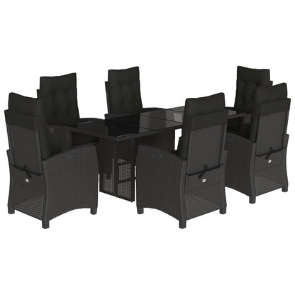 Tuinset met kussens poly rattan 7 Zwart Zonder voetensteun