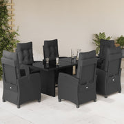 Tuinset 7-delig poly rattan zwart met kussens