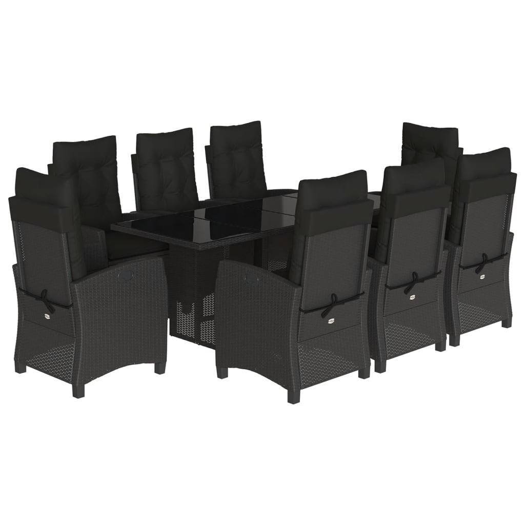 Tuinset poly rattan 9 Zwart Zonder voetensteun