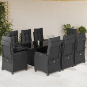 Tuinset 9-delig poly rattan zwart