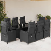 Tuinset 9-delig poly rattan zwart