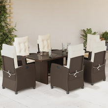 Tuinset met kussens poly rattan 7 Bruin en crème Zonder voetensteun