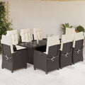 9-delige Tuinset met kussens poly rattan bruin