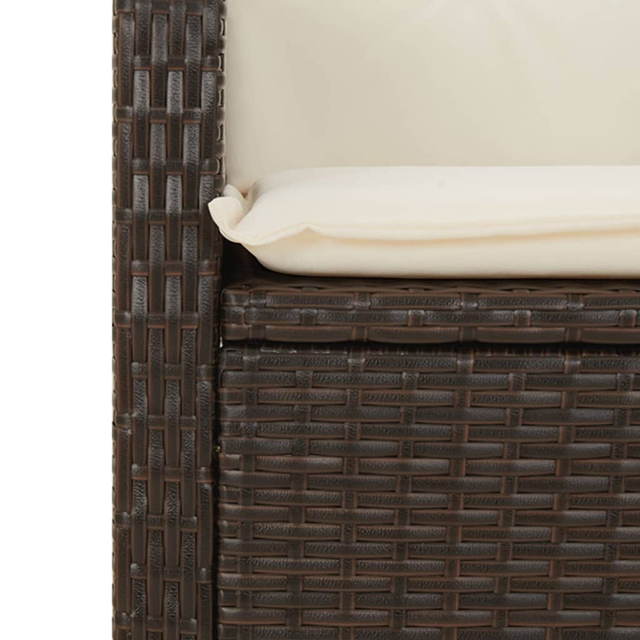 Tuinset met kussens poly rattan 9 Bruin en crème Met voetensteun