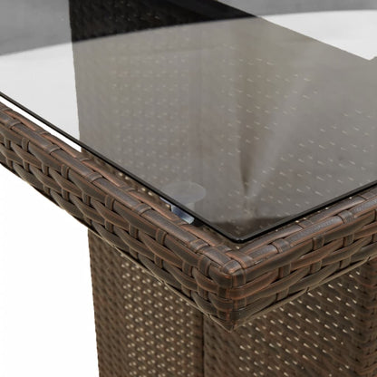 Tuinset met kussens poly rattan 9 Bruin en crème Met voetensteun
