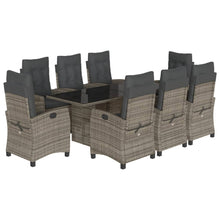 -Delige Tuinset Met Kussens Poly Rattan Grijs Met voetensteun 9