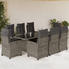 -Delige Tuinset Met Kussens Poly Rattan Grijs Met voetensteun 9